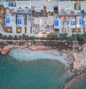 纳乌萨Paros Comfy Suites的水边度假村的空中景观