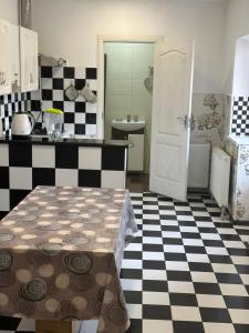 别列戈沃Private House的厨房铺有黑白的格子地板。
