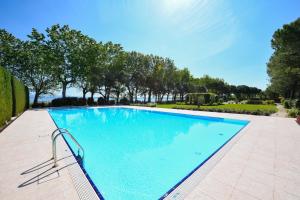 西尔米奥奈Acquarius Resort Sirmione - MGH的一个种有树木的大型蓝色游泳池