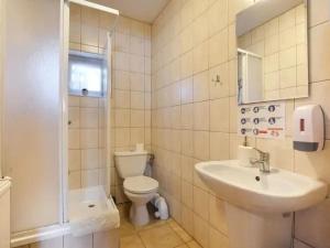 什切尔克Stary Dom的浴室配有卫生间、盥洗盆和淋浴。