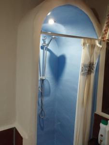 贝瑙汉Posada del Moral的浴室内配有淋浴帘。