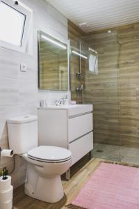 蓬德利马Casa Vilar R/C的浴室配有卫生间、盥洗盆和淋浴。