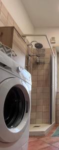 圣埃利亚-菲尔梅拉彼得青柠绿公寓的带淋浴的客房内的洗衣机