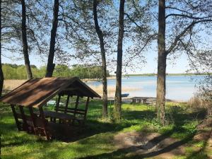 纳尔提Dom pod Sosnami的湖畔草原上的野餐棚