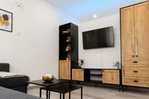 什图罗沃The Central Border Premium Apartment的客厅设有壁挂式平面电视。
