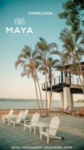 弗洛勒斯玛亚国际酒店的海滩上的一组椅子和棕榈树