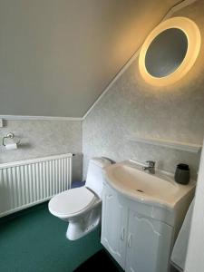 GamlebyPatterdale farm holiday apartments的浴室配有白色卫生间和盥洗盆。