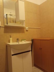 奥林匹亚达argiri appartments的一间带水槽和镜子的浴室