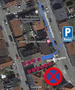 阿尔布斯塔特Hotel & Hostel Albstadt的停车场地图,无停车标志