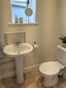 卡迪夫Studio Apartment North Cardiff的一间带水槽和卫生间的浴室