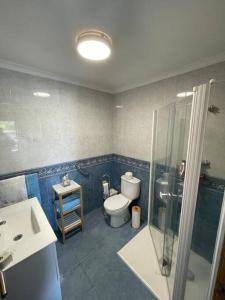 格罗韦CASA DA TORRE的浴室配有卫生间、淋浴和盥洗盆。