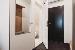 奥西耶克Bells Osijek的一间带卫生间和镜子的浴室