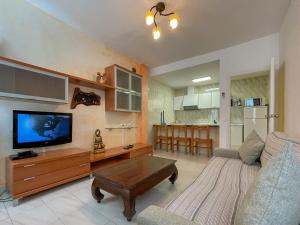 埃斯卡纳席尔布劳公寓酒店的带沙发、电视和桌子的客厅