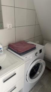 KalvarijaCentro apartamentai的洗衣房配有洗衣机和水槽