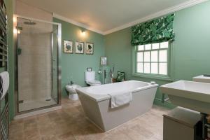 巴斯Abbey Mews in the heart of Bath的带浴缸、淋浴和卫生间的浴室