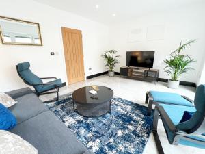 布莱顿霍夫Luxury Modern Private Villa in Brighton的客厅配有沙发、椅子和电视