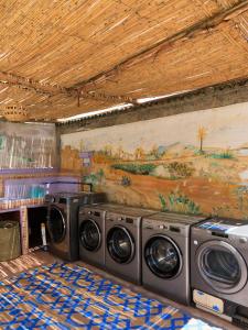 塔哈佐特Kasbari House的墙上画画的房间里设有两台洗衣机