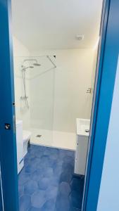 巴达霍斯Apartamentos BRAVO MURILLO con garaje en centro histórico的带淋浴、卫生间和盥洗盆的浴室