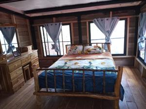 佩诺诺梅Aqeel cabin in the nature的小木屋内一间卧室,配有一张床