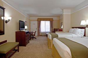 圣迪马斯圣迪马斯快捷假日酒店及套房的酒店客房设有两张床和一台平面电视。