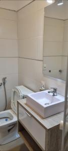 蒙得维的亚Nicaragua 2100的一间带水槽、卫生间和镜子的浴室