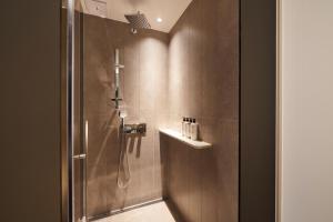 首尔Nine Tree Premier ROKAUS Hotel Seoul Yongsan的带淋浴的浴室内的淋浴间
