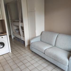 博尔马斯·莱斯·米默萨斯studio cabine quatre couchages classé 2 étoiles的带沙发和洗衣机的客厅