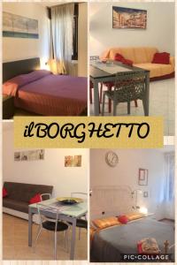 马焦雷堡Residenza Borghetto sul Reno的照片拼贴的酒店房间