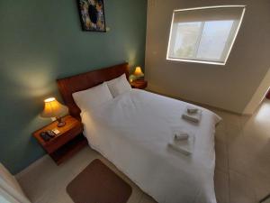 比尔泽布贾Ayla Studio House的卧室配有一张大白色床和窗户