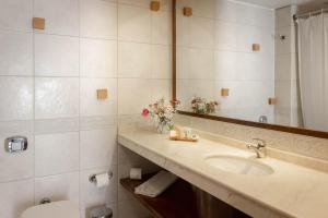 圣地亚哥蓝树创始人酒店的一间带水槽和镜子的浴室