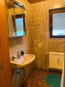 Apartment Menesa的一间带水槽和镜子的浴室