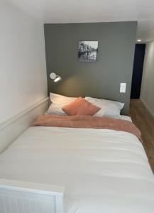 圣艾蒂安"Silk & Suites" City Center的一间卧室配有一张带白色床单的大床