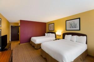 理查森达拉斯理查森坎贝尔万怡酒店的酒店客房设有两张床和一台平面电视。