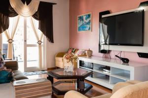 格拉玛多Casa da bela Vista的客厅配有大屏幕平面电视