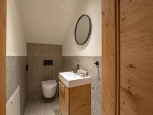 埃尔毛Apartment sZuahäusl的一间带水槽、卫生间和镜子的浴室