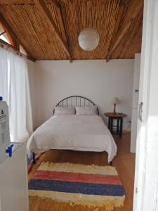 兰格班Aintree Lodge - Yoga Den的卧室配有一张床,地板上铺有地毯