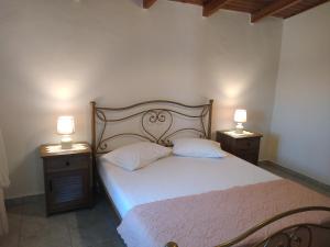 沃丽曼村Nature Villa的一间卧室配有一张床和两个带灯的床头柜