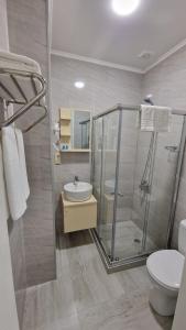 巴统Salami Residence的带淋浴、盥洗盆和卫生间的浴室