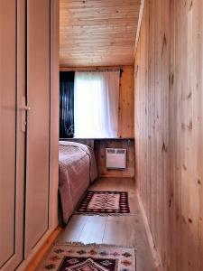 卡兹贝吉Tiny House Kazbegi的一间小卧室,配有床和窗户