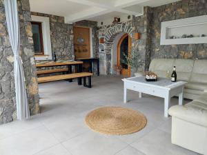 SemičVineyard cottage Lan na Hribu的客厅配有沙发和桌子