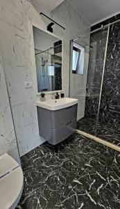 北马马亚-讷沃达里Sofi Residence Promenada的一间带水槽和镜子的浴室