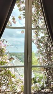 拉昂Maison Séraphine - Guest house - Bed and Breakfast的享有开花树景致的窗户