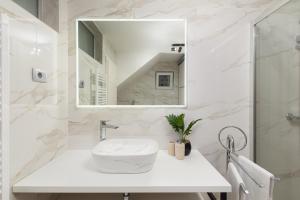 普拉Apartment Ena Arena Pula的白色的浴室设有水槽和镜子