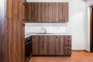 Fiano普的瑞麦扎斯塔达酒店的一个带木制橱柜和水槽的厨房