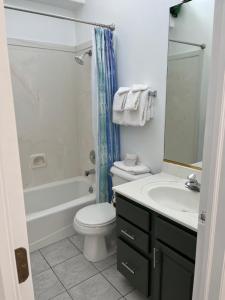 特罗皮克布莱斯先锋村酒店的浴室配有白色卫生间和盥洗盆。