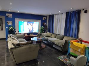 DhuizonLa maison écolo de Nono的带沙发和电视的客厅