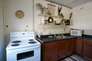 法戈2 Bedroom Apartment near NDSU and Downtown Fargo的厨房配有白色炉灶和水槽
