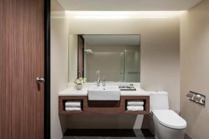 吉隆坡奥克伍德酒店及公寓吉隆坡的一间带水槽、卫生间和镜子的浴室