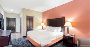 麦卡莱斯特麦卡莱斯特拉金塔旅馆及套房的配有一张床和一张书桌的酒店客房