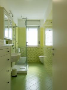 佩斯卡拉Franci Loft的一间带水槽、淋浴和卫生间的浴室